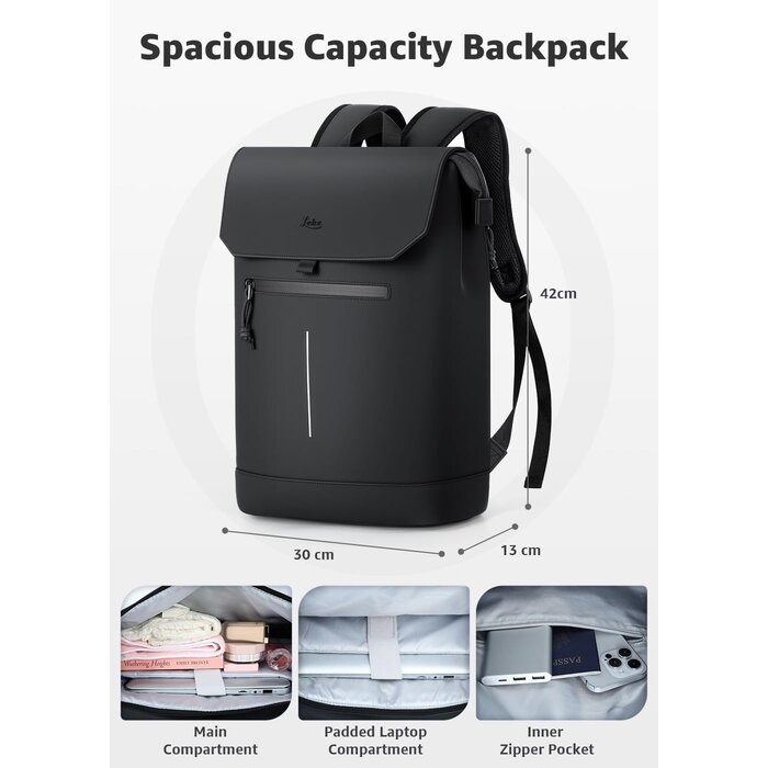 Sac à dos 17L pour PC 15,6" - Cuir mat imperméable - Jusqu'à -33% de remise