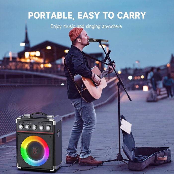 Système karaoké portable 100W avec 2 micros - Jusqu'à 30% de remise