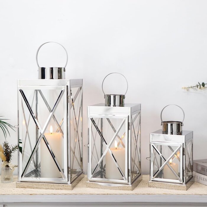 Set de 3 lanternes design inox : jusqu'à 46% de remise immédiate