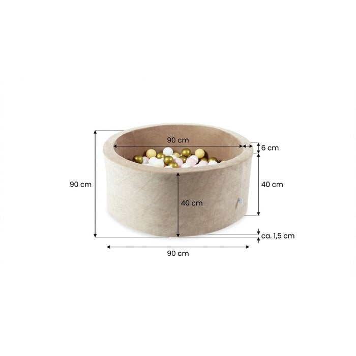 Piscine à balles en velours beige 90x40 cm avec 300 balles - Jusqu'à -42%