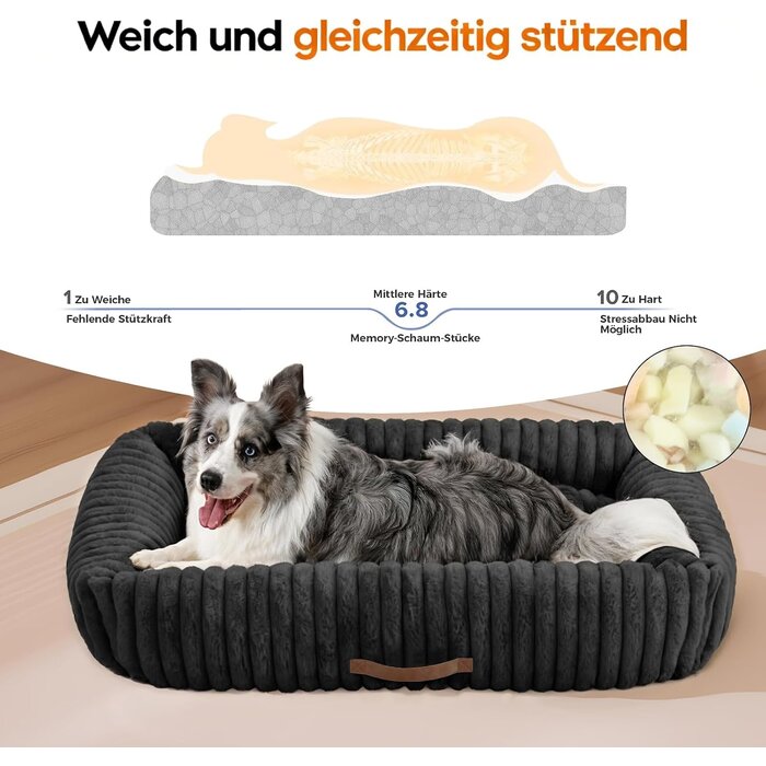 Panier orthopédique pour chien en velours côtelé noir - Jusqu'à -33%