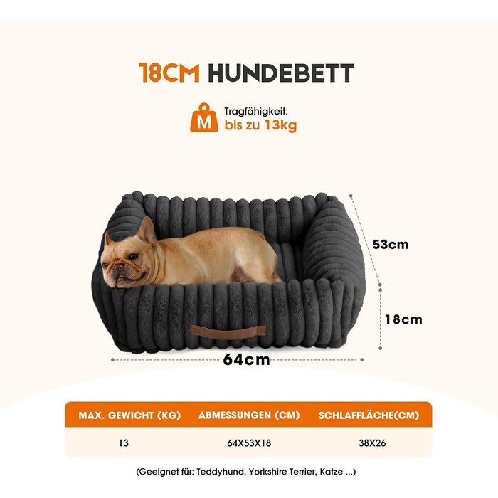 Panier orthopédique pour chien en velours côtelé noir - Jusqu'à -33%