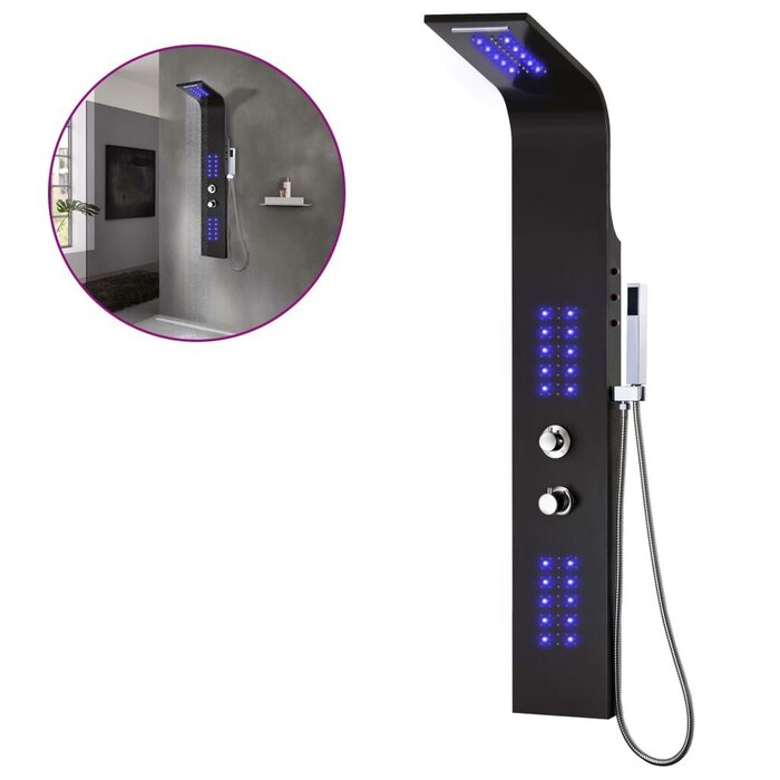 Vidaxl Panneau de douche multifonction LED noir - Jusqu'à 30% de réduction