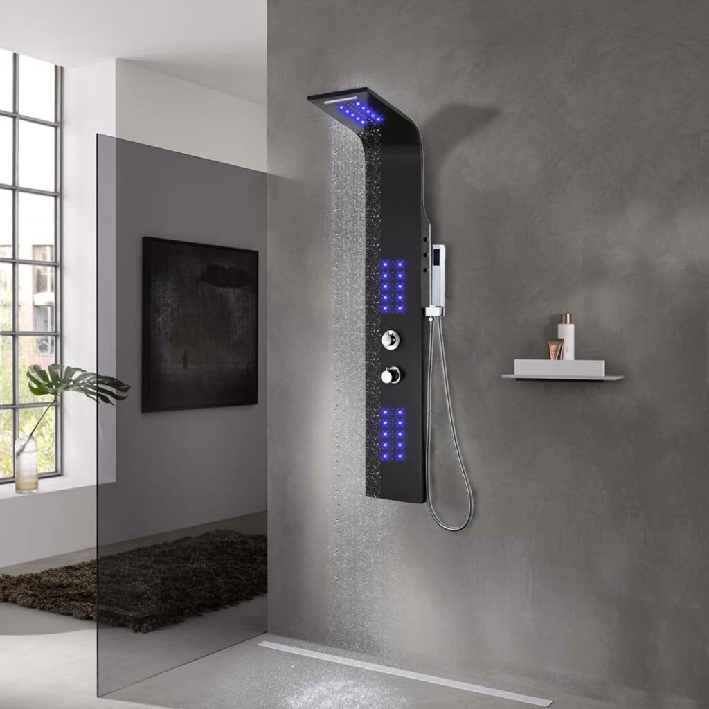 Vidaxl Panneau de douche multifonction LED noir - Jusqu'à 30% de réduction