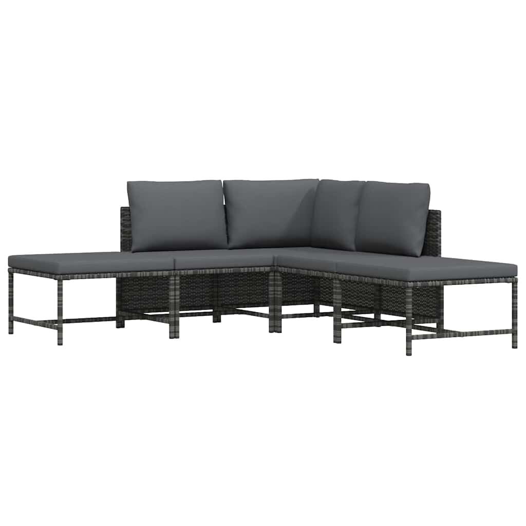 Vidaxl Salon de jardin 5 pièces en rotin PE gris - Jusqu'à 35% de réduction
