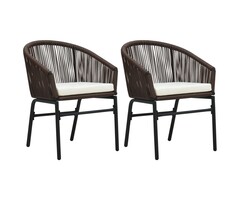Vidaxl Lot de 2 chaises de jardin en rotin PE marron - Jusqu'à -63%