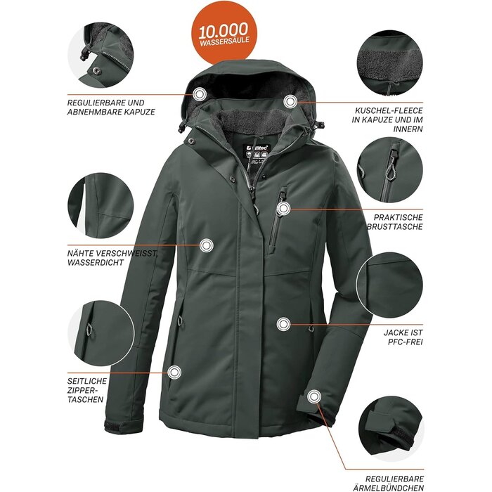 Killtec Parka imperméable pour femme - Rouge - Jusqu'à -64%