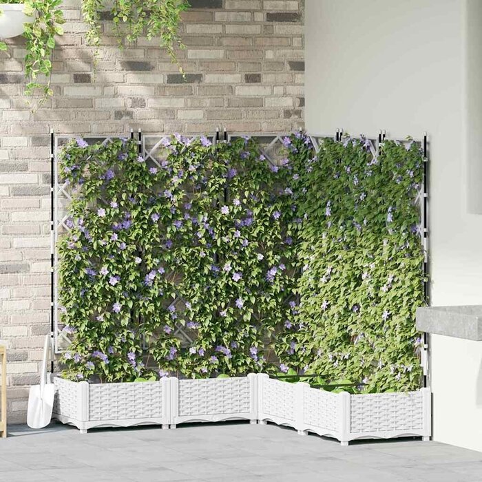 Vidaxl Lot de 5 bacs à fleurs avec treillis blanc - Jusqu'à 34% de remise