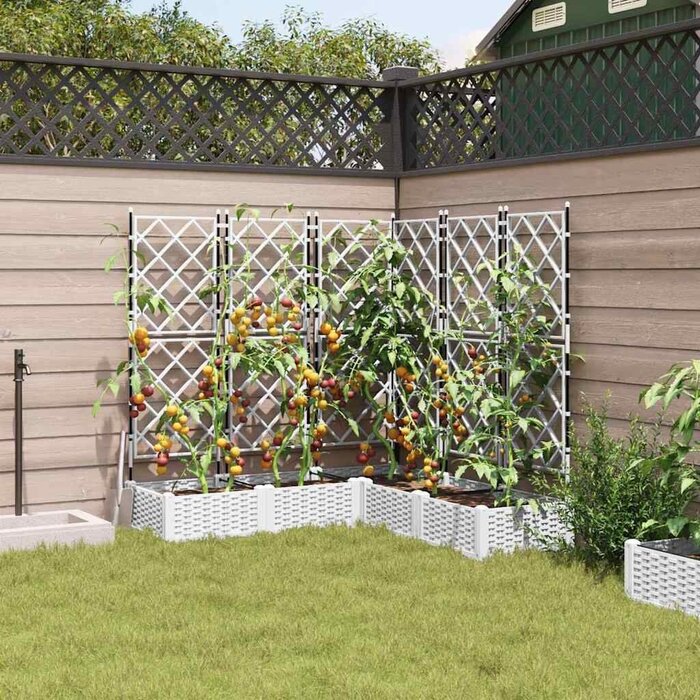 Vidaxl Lot de 5 bacs à fleurs avec treillis blanc - Jusqu'à 34% de remise