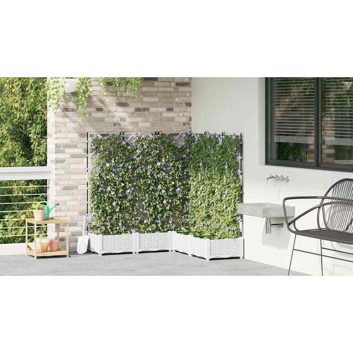 Vidaxl Lot de 5 bacs à fleurs avec treillis blanc - Jusqu'à 34% de remise