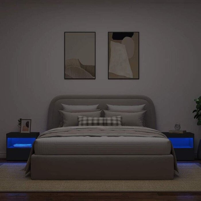 Vidaxl Lot de 2 tables de chevet LED noir - Jusqu'à -34% de remise