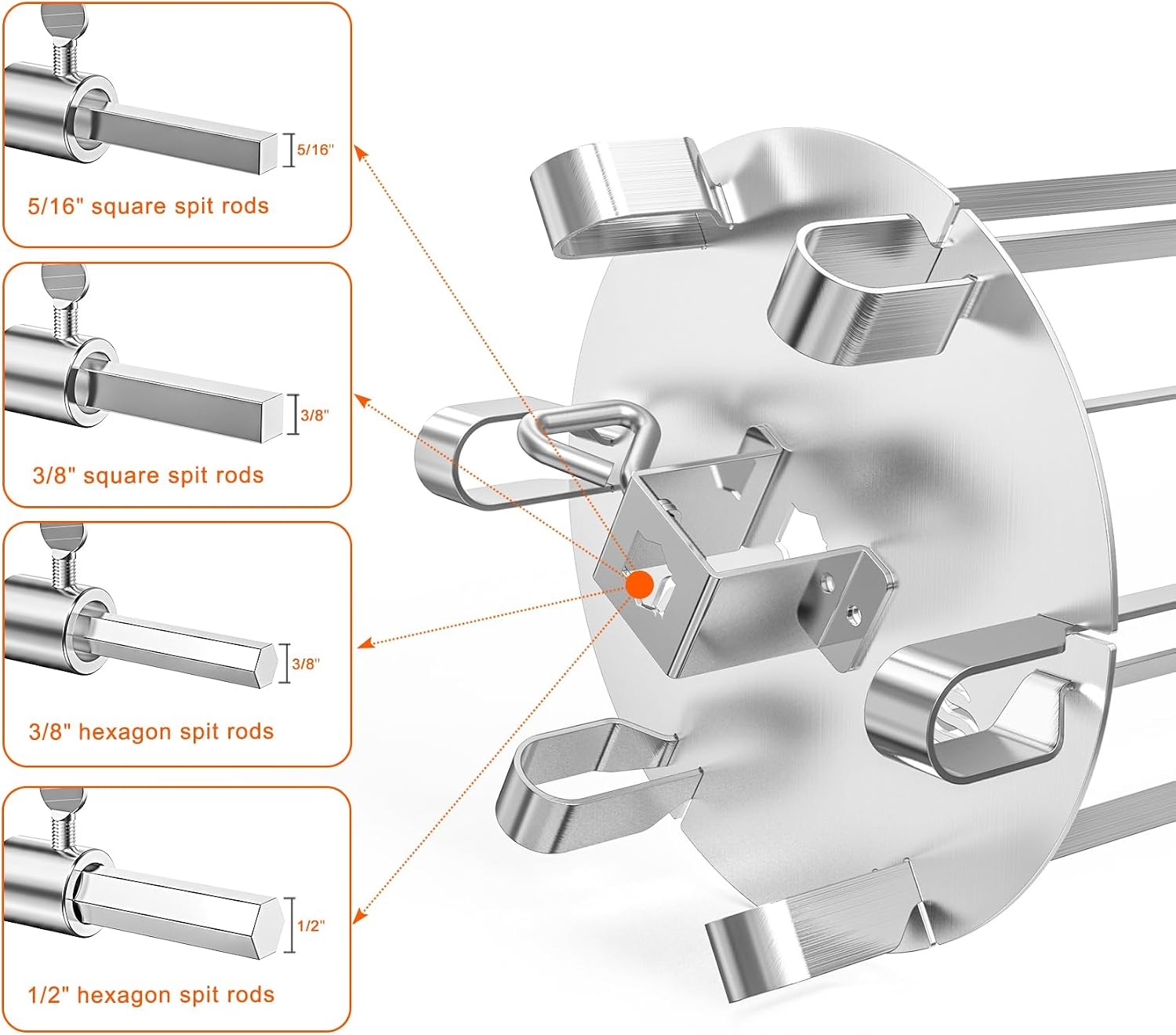 Kit 6 brochettes rotatives barbecue - Acier inox - Jusqu'à -33% sur l'outlet