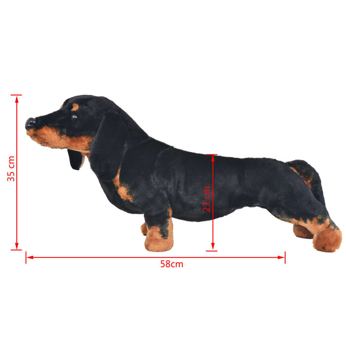 Vidaxl Chien en peluche XXL Teckel - Noir - Jusqu'à 33% de remise