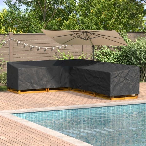 Vidaxl Housse de Protection Salon de Jardin en L 355cm - Noir - Jusqu'à -33%