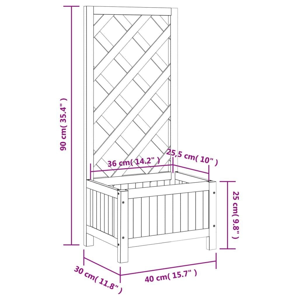 Vidaxl Jardinière avec treillis en bois d'épicéa - Gris - Jusqu'à 32% de réduction