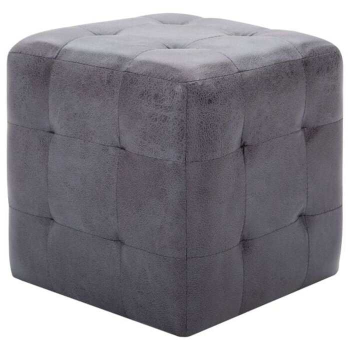 Lot de 2 poufs carrés en suédine grise - Jusqu'à -34% sur le prix