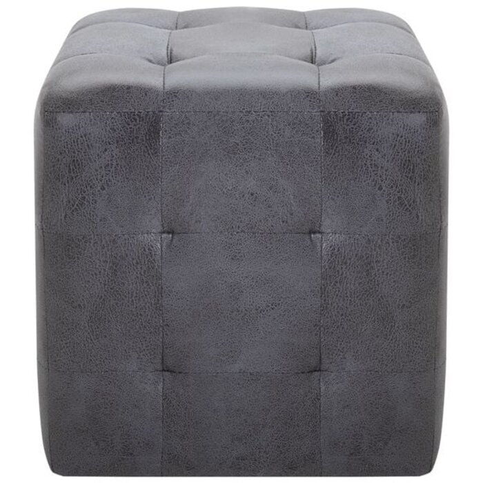 Lot de 2 poufs carrés en suédine grise - Jusqu'à -34% sur le prix