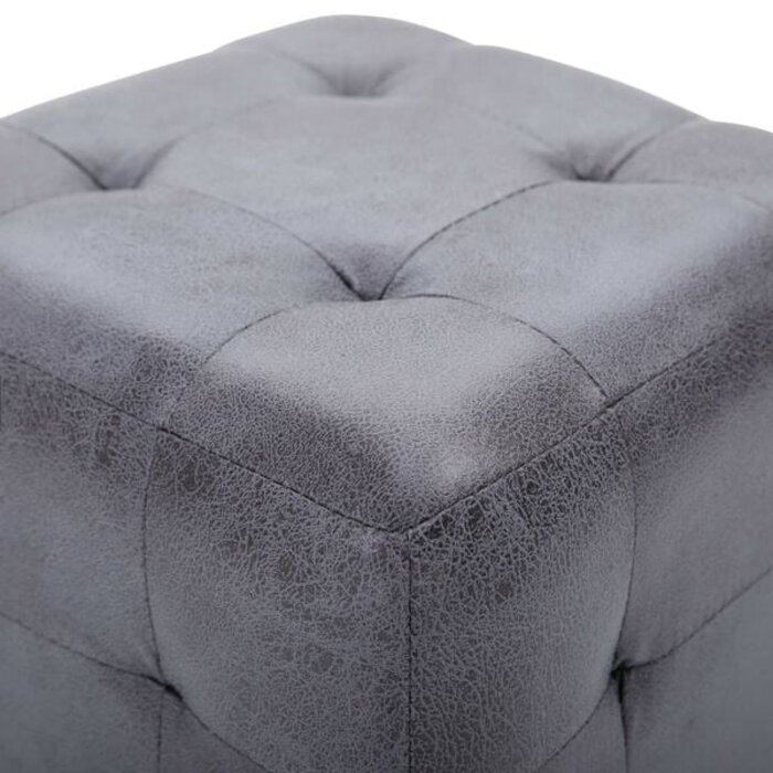 Lot de 2 poufs carrés en suédine grise - Jusqu'à -34% sur le prix
