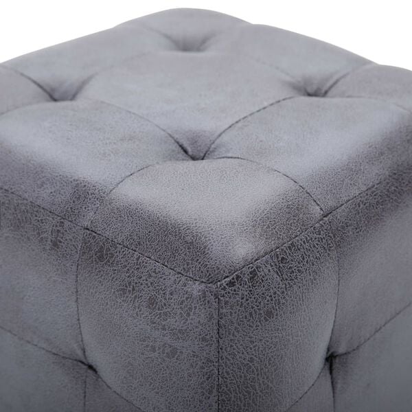 Lot de 2 poufs carrés en suédine grise - Jusqu'à -34% sur le prix
