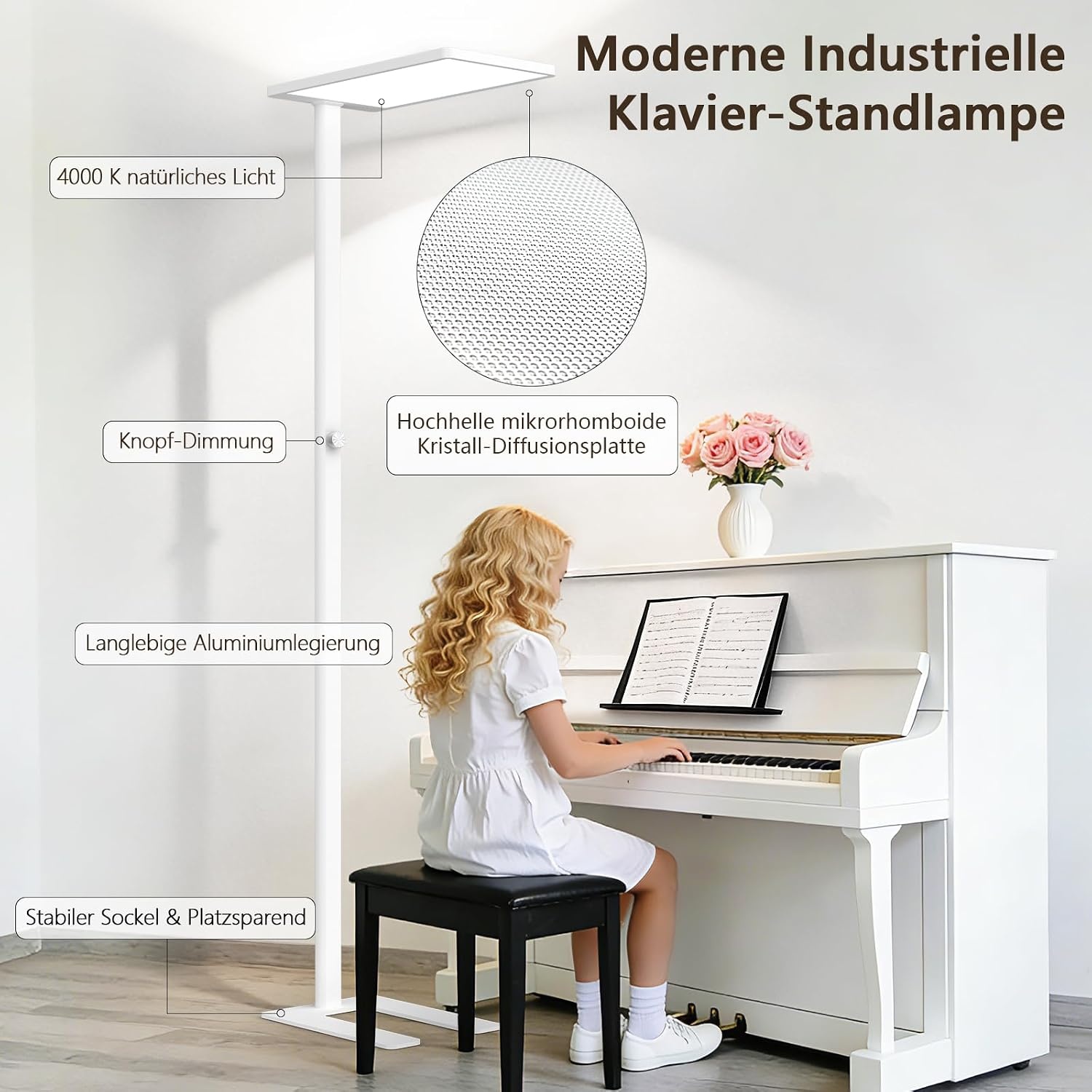 Lampadaire LED moderne aluminium blanc - Jusqu'à 35% de remise