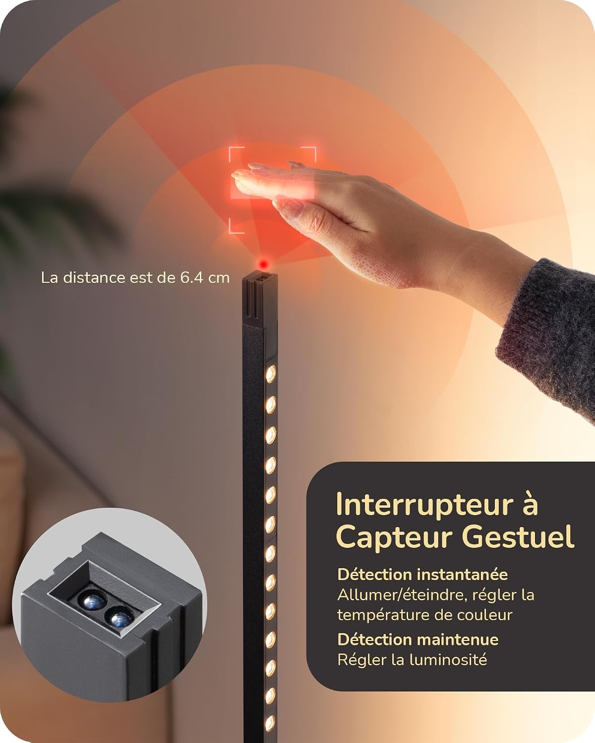Lampadaire LED Dimmable 152cm - Noir Mat - Jusqu'à -34% sur le prix
