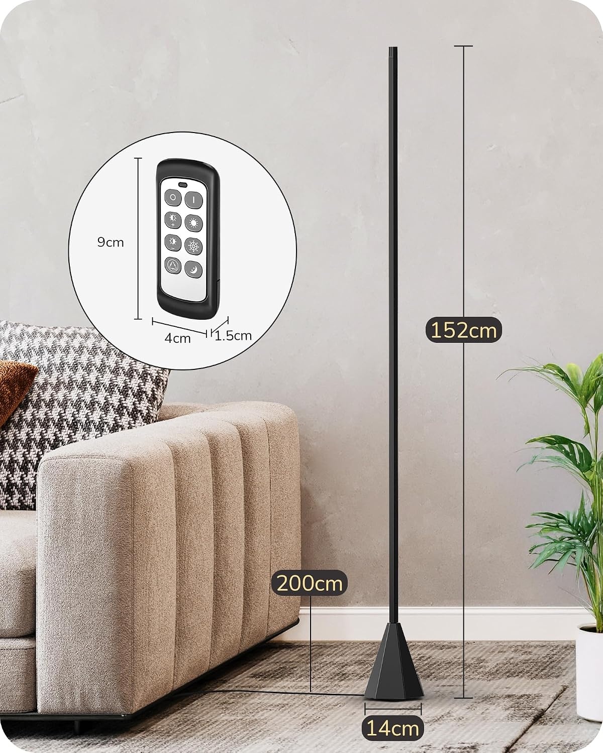 Lampadaire LED Dimmable 152cm - Noir Mat - Jusqu'à -34% sur le prix