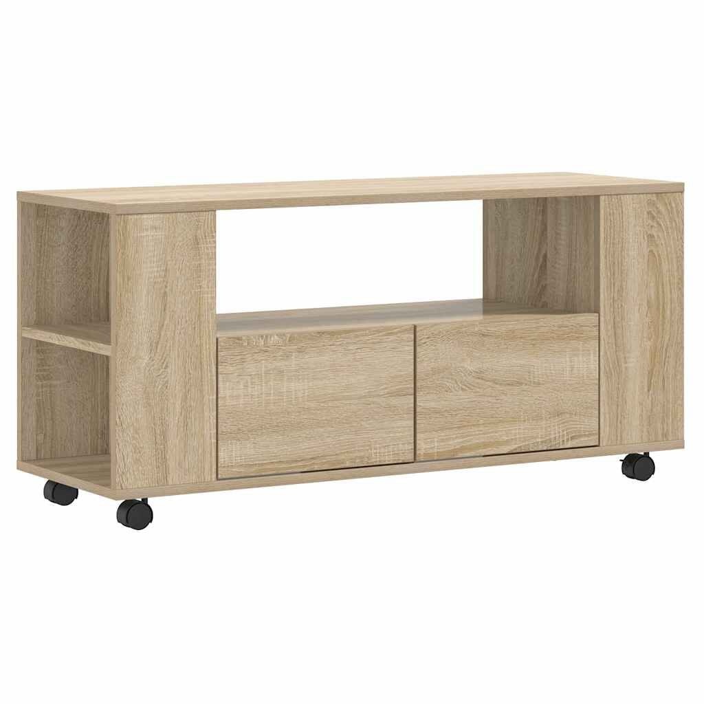 Meuble TV moderne chêne Sonoma avec roulettes - Jusqu'à 29 % de remise
