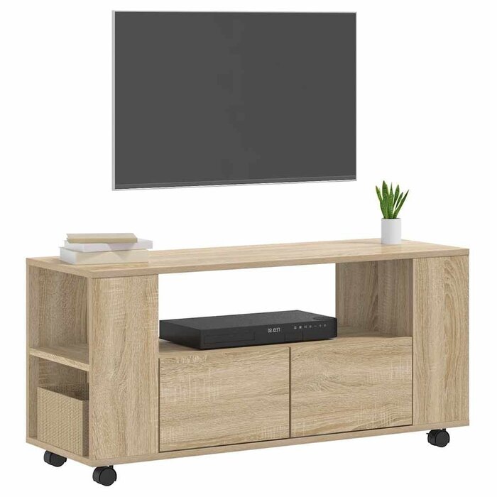 Meuble TV moderne chêne Sonoma avec roulettes - Jusqu'à 29 % de remise