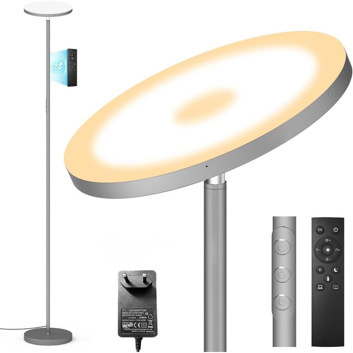 Lampadaire LED Gris 175cm - Intensité variable - Jusqu'à -34% sur l'outlet