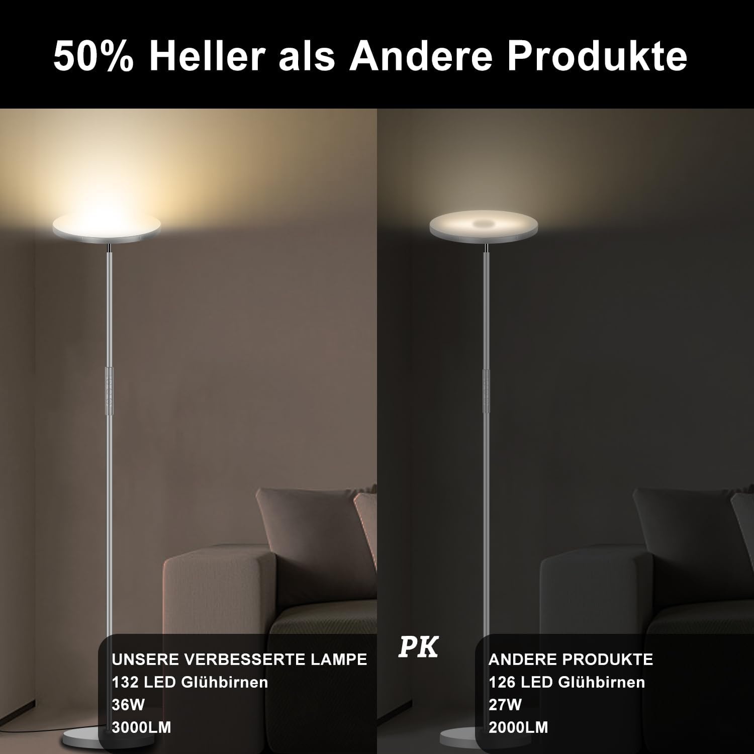 Lampadaire LED Gris 175cm - Intensité variable - Jusqu'à -34% sur l'outlet