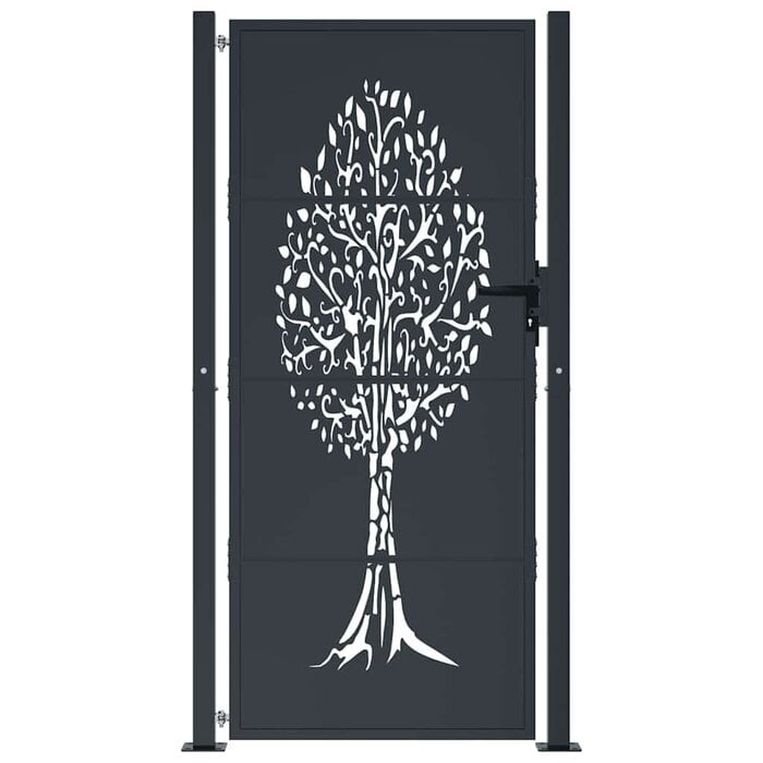 Portillon de jardin acier motif arbre 105x205cm - Jusqu'à -35% en Outlet