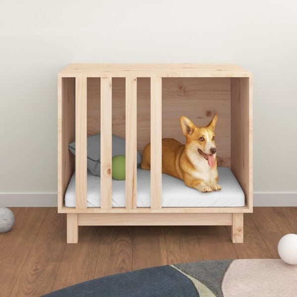 Niche pour chien en bois de pin massif 70x50x62 cm - Jusqu'à 34% de réduction