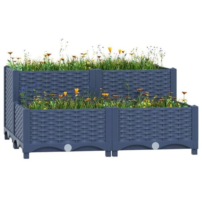 Vidaxl Jardinière surélevée 80x80 cm Gris Bleu - Jusqu'à -66% de remise