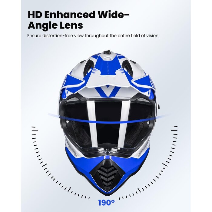 Casque intégral Dual Sport - Bleu/Blanc - Jusqu'à -34% sur le prix neuf