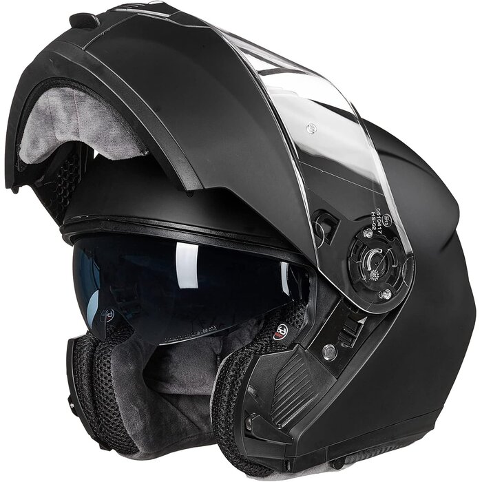 Casque Moto Modulable ECE 22.06 - Noir Brillant - Jusqu'à -34%