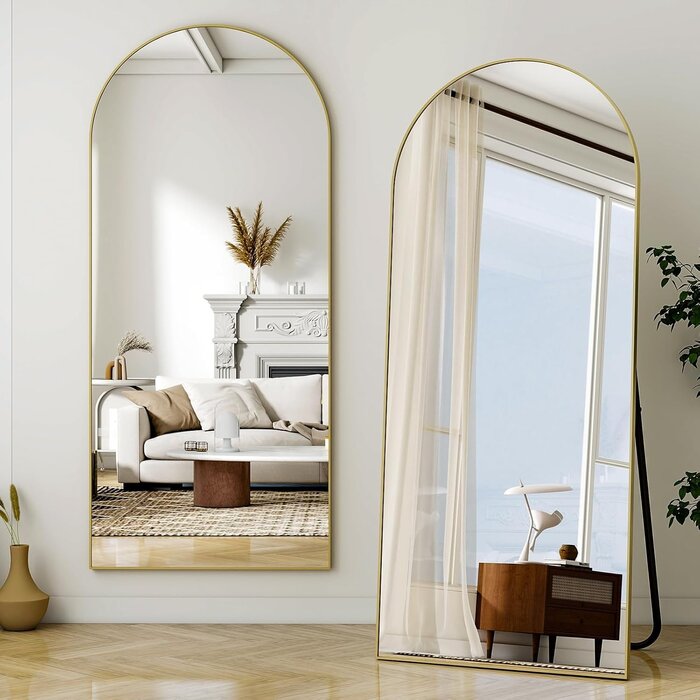 Miroir sur pied arqué doré 170x57 cm - Jusqu'à -29% sur votre déco