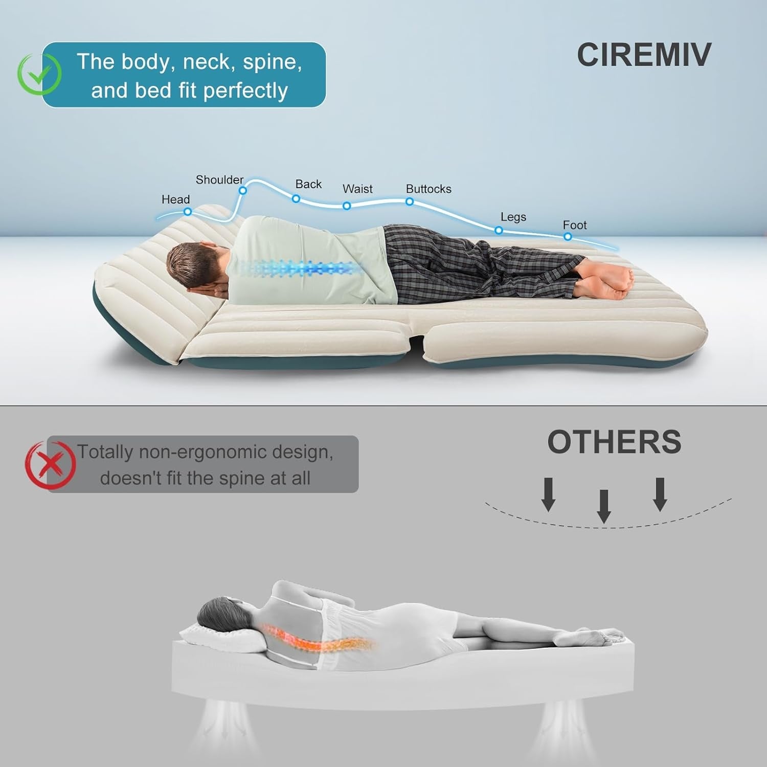 Matelas gonflable voiture 193x130cm - Jusqu'à -35%