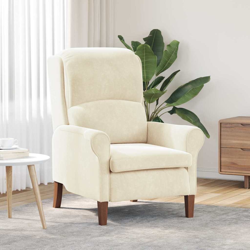 Vidaxl Fauteuil en velours crème - Jusqu'à -35% sur cet élégant fauteuil