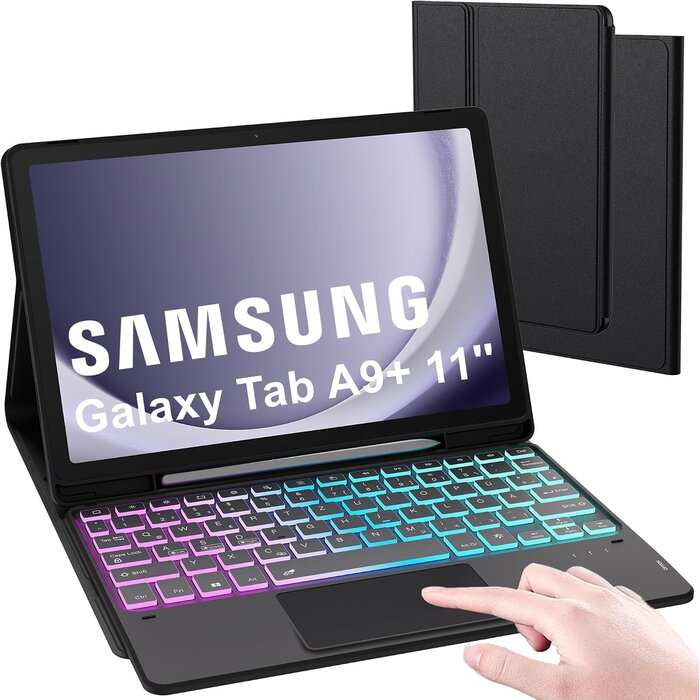 Roofei Étui clavier rétroéclairé pour Samsung Tab A9+ 11" - Jusqu'à -52%