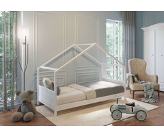 Viking Choice Lit cabane enfant 90x200 cm bois massif blanc - Jusqu'à -50%