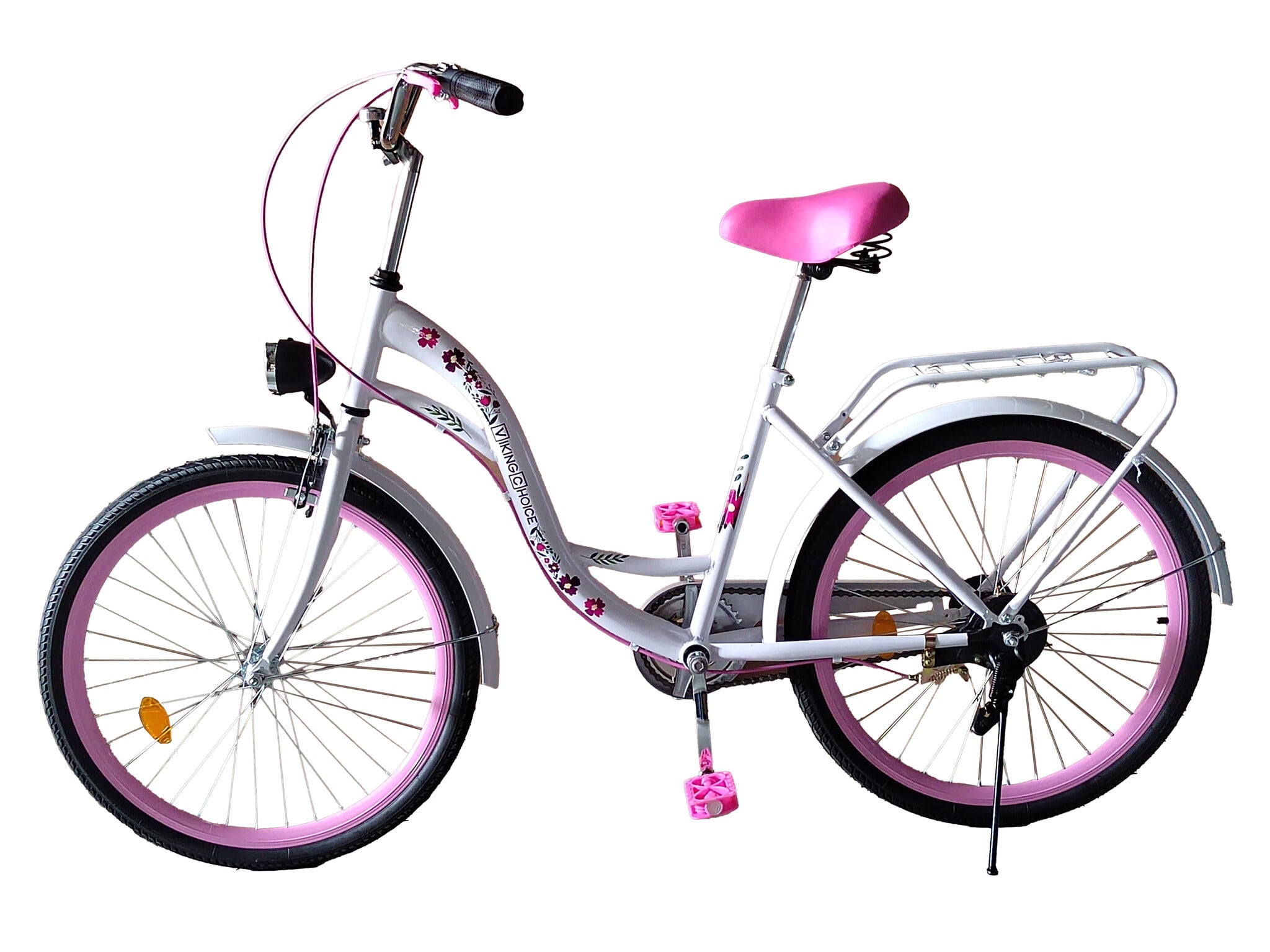 Viking Choice Vélo Fille 24 Pouces Blanc et Rose - Mono-vitesse - Jusqu'à -41%