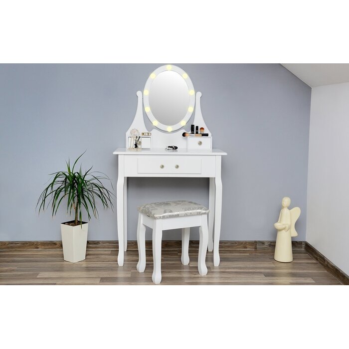 Viking Choice Coiffeuse Antique avec Miroir et Tabouret - Jusqu'à -33% sur l'Outlet