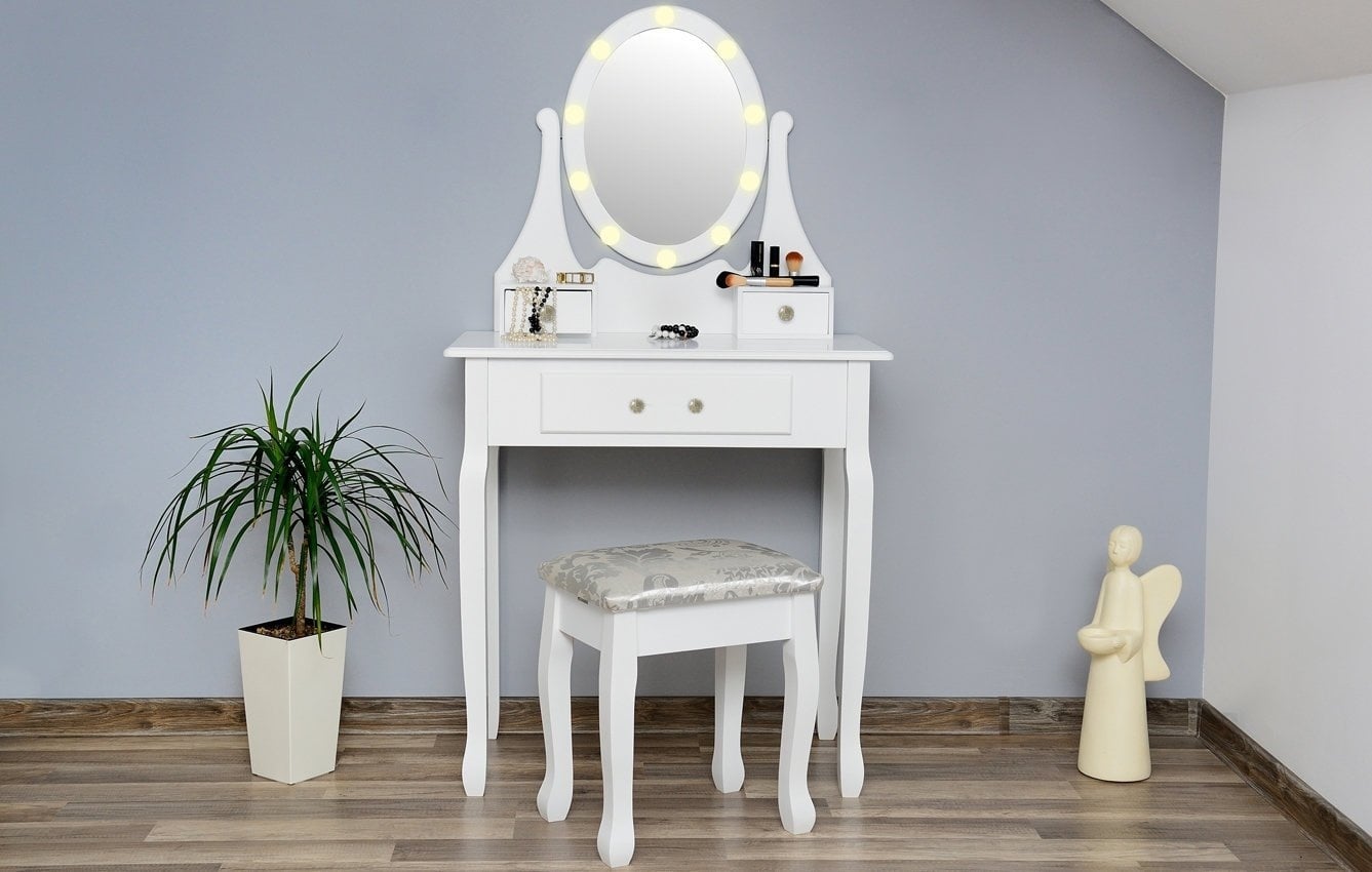 Viking Choice Coiffeuse Antique avec Miroir et Tabouret - Jusqu'à -33% sur l'Outlet