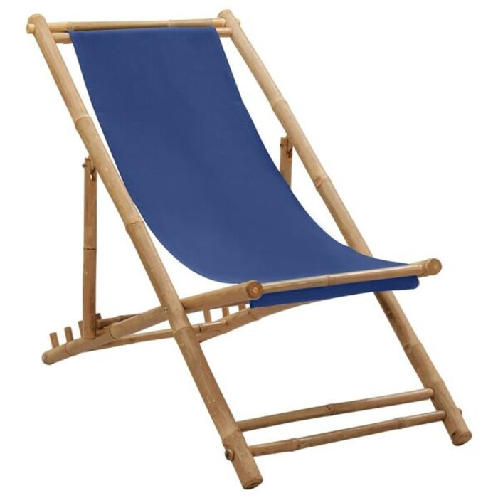Vidaxl Chaise longue en bambou et toile bleu marine - Jusqu'à 34% de remise