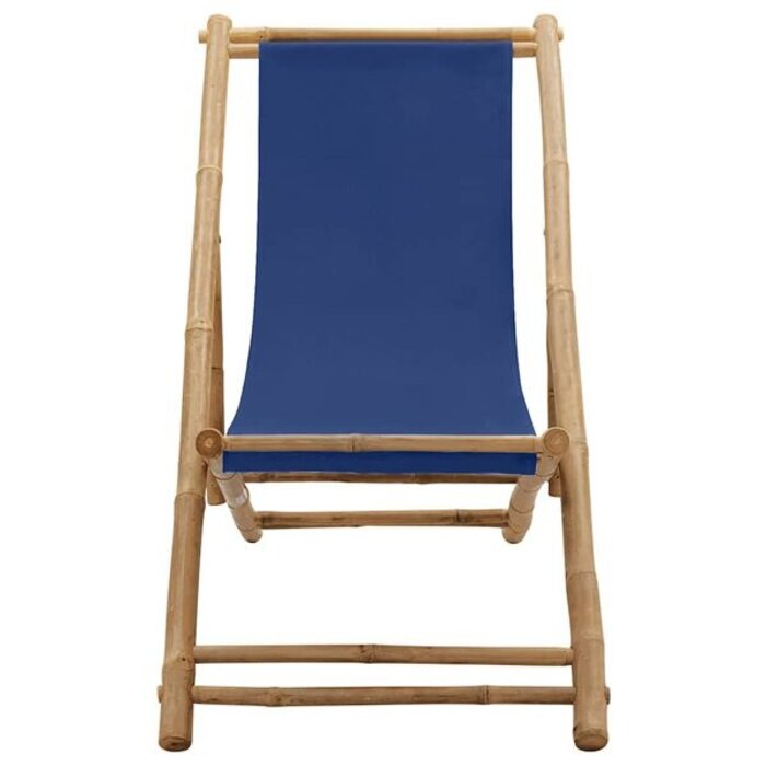 Vidaxl Chaise longue en bambou et toile bleu marine - Jusqu'à 34% de remise