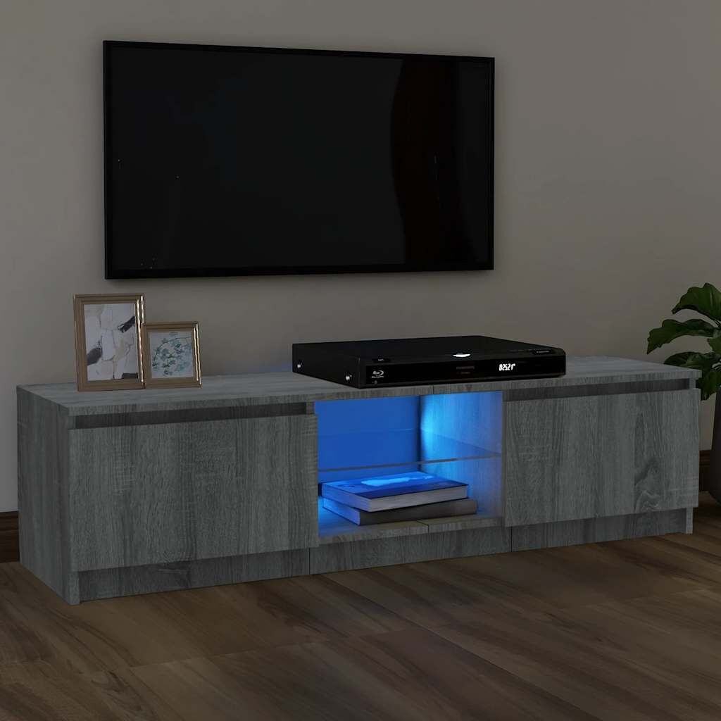 Vidaxl Meuble TV avec LED - 120 cm - Gris chêne Sonoma - Jusqu'à -54%