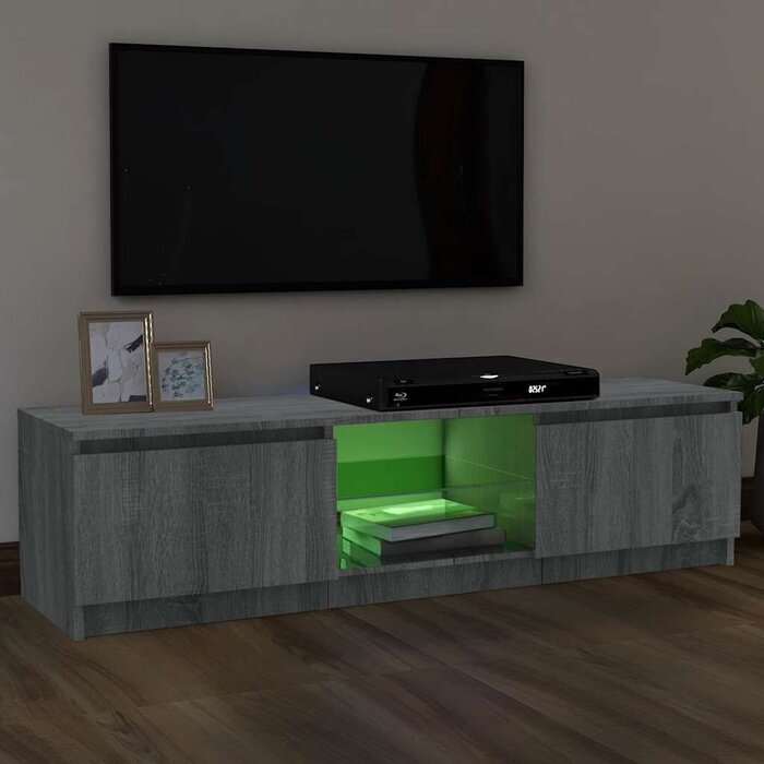 Vidaxl Meuble TV avec LED - 120 cm - Gris chêne Sonoma - Jusqu'à -54%