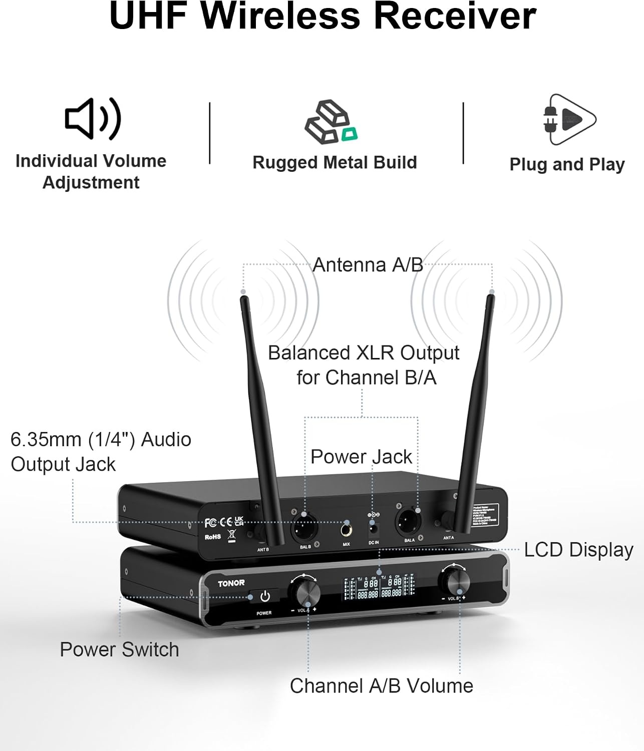 Tonor Système de 2 microphones sans fil UHF - Jusqu'à 29% de réduction