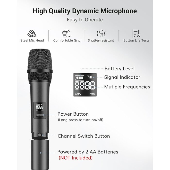 Tonor Système de 2 microphones sans fil UHF - Jusqu'à 29% de réduction