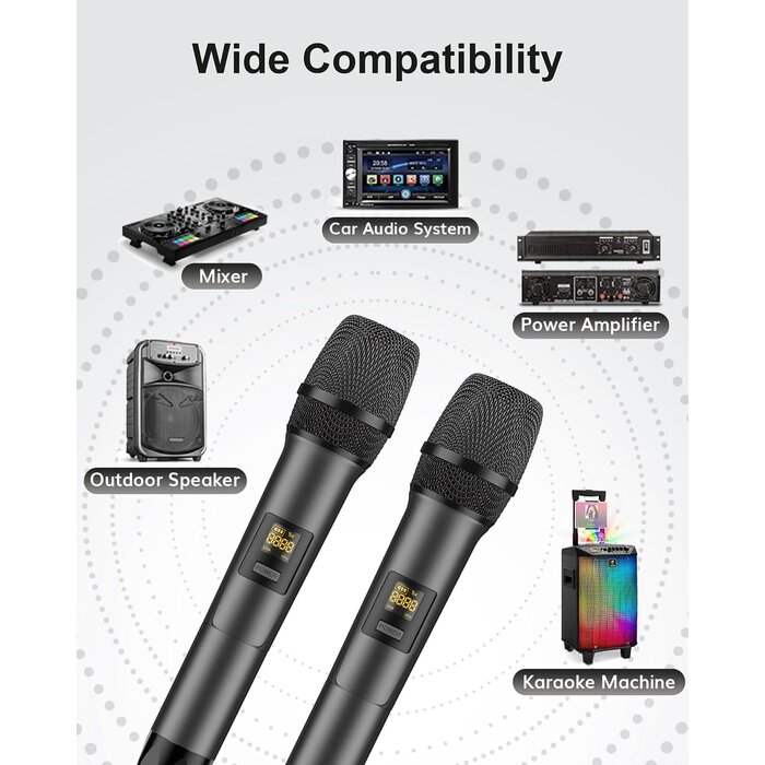 Tonor Système de 2 microphones sans fil UHF - Jusqu'à 29% de réduction